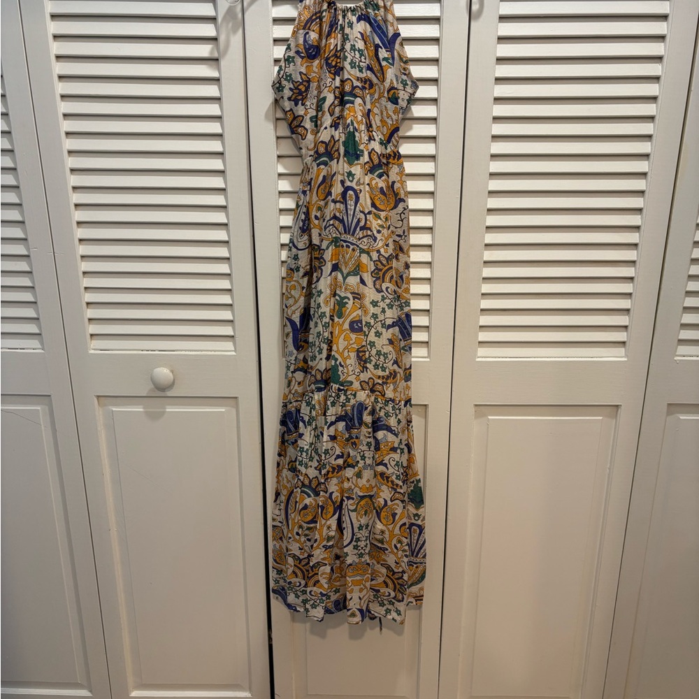 Bohemian Floral Maxi Dress - Blue and Yellow